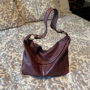 FRYE Rivet Hobo Leather Shoulder Bag -Black Cherry